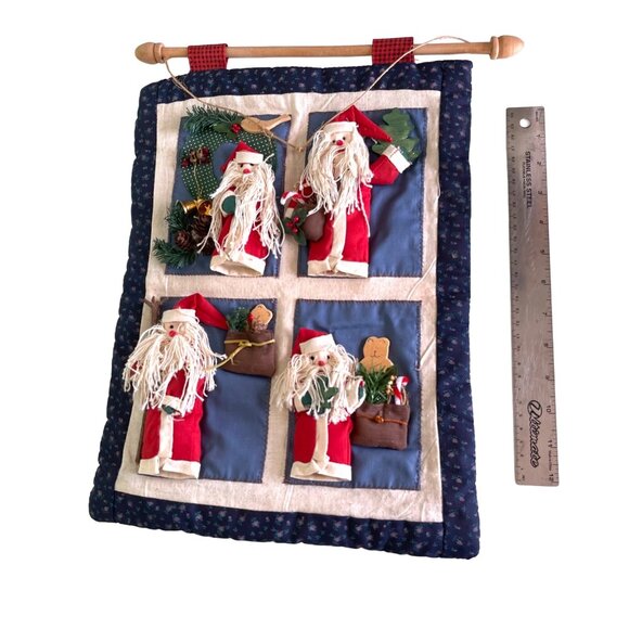 Santa Tapestry Christmas Wall Hanging 3D Santa Claus Handmade Detail 17" x 12" - Picture 6 of 7